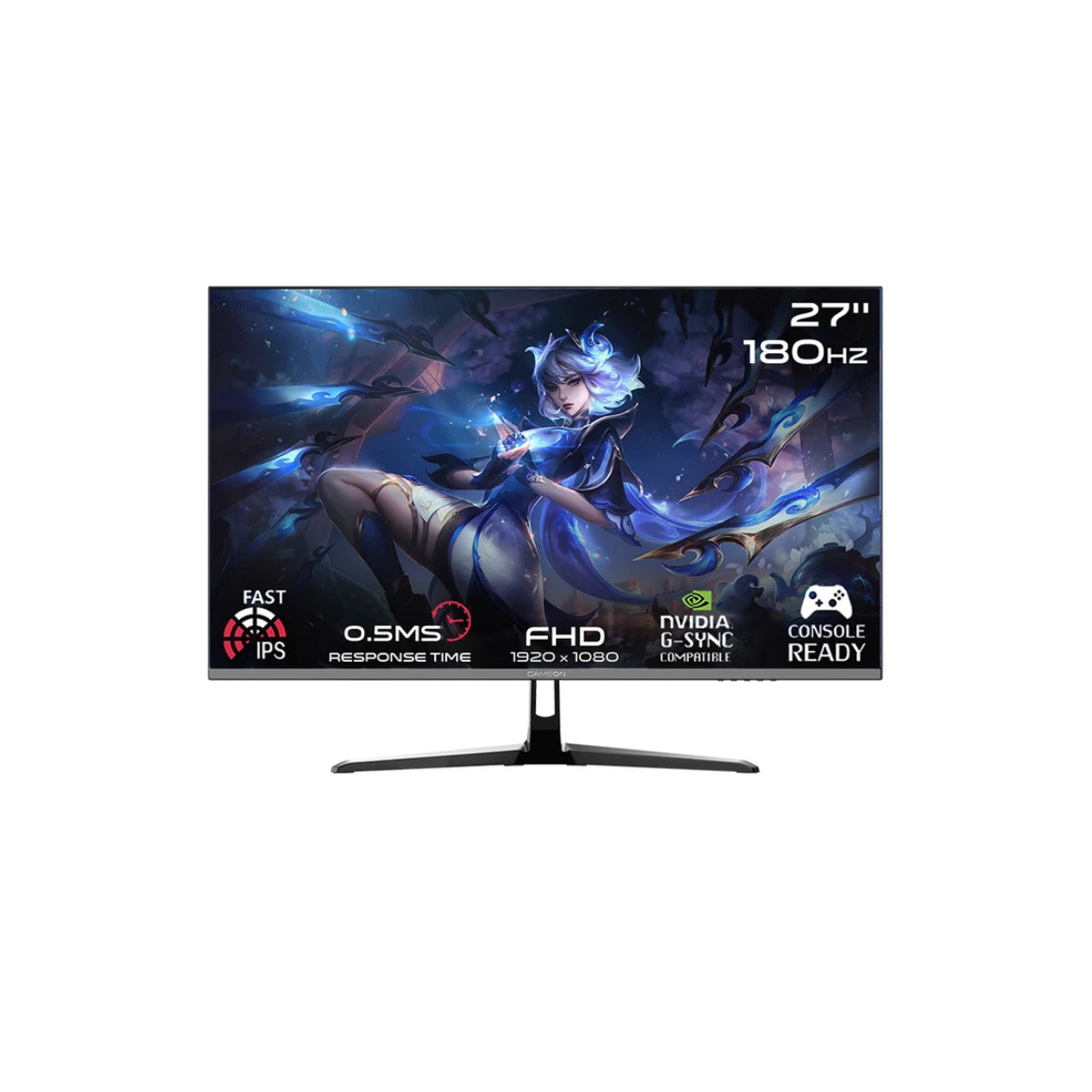 GameOn 27" Gaming Monitor Pro Series - FHD, 180Hz, 0.5ms, Display Port, HDMI, Audio Out - Black, GOPS27180IPS