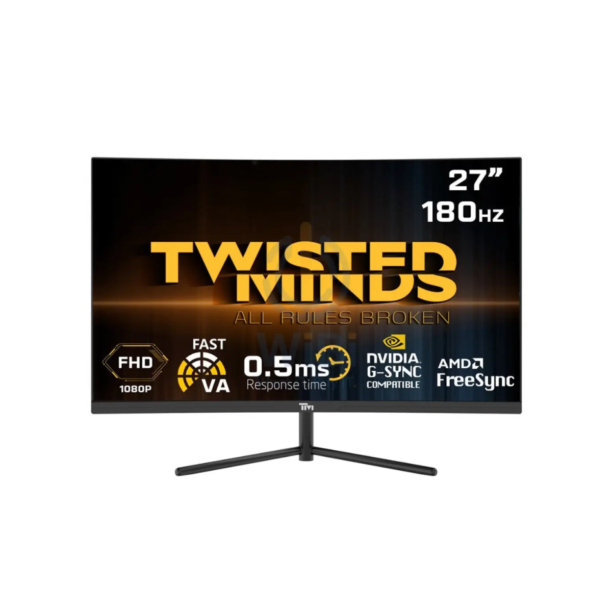 Twisted Minds 27'‘ Curved Gaming Monitor, FHD VA, 180Hz, 0.5ms, HDMI, HDR - Black, TM27FHD180V7