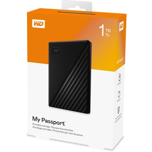 WD My Passport 1 TB Portable Hard Drive Black.