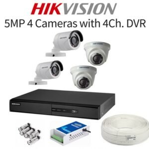 Hikvision 5MP Security HD CCTV 4 Cameras With 4 Channel DVR & Installation.