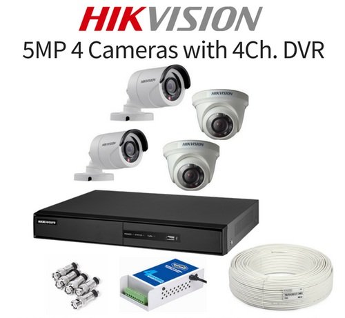 Hikvision 5MP Security HD CCTV 4 Cameras With 4 Channel DVR & Installation.