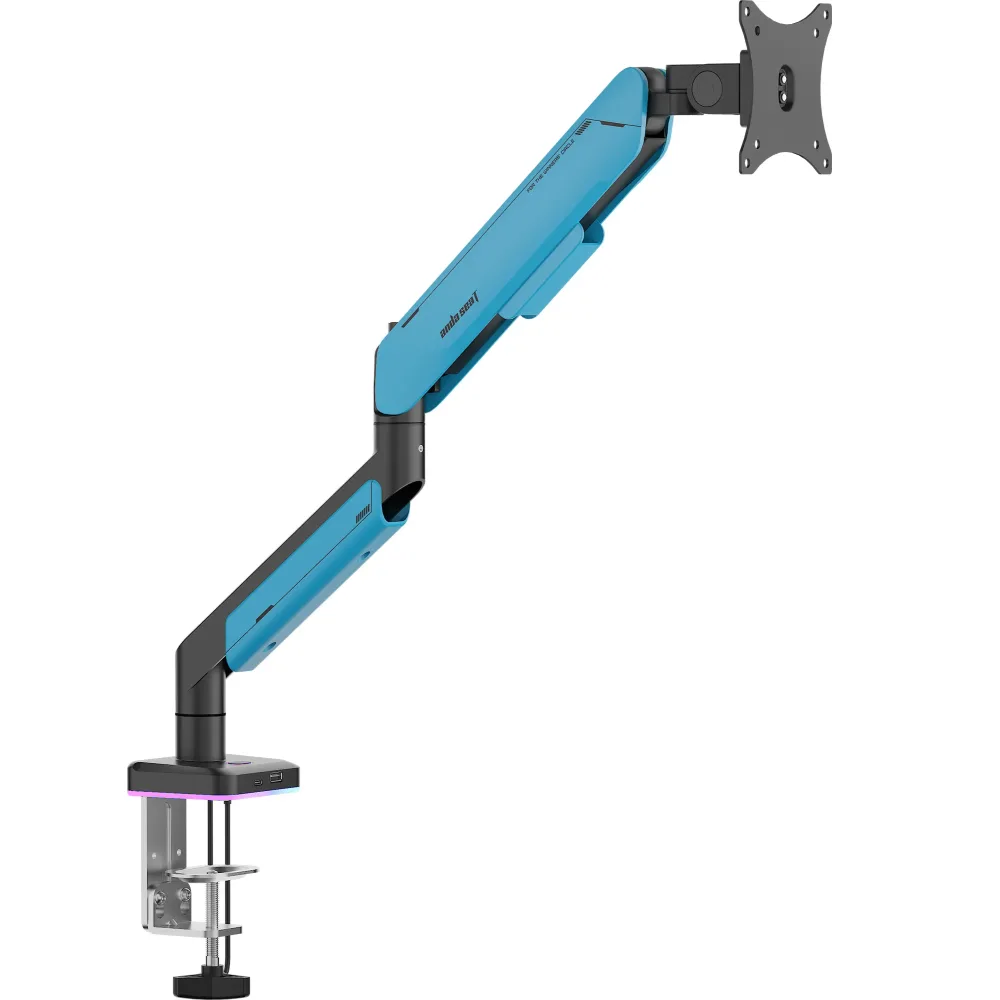 AndaSeat Stealth Pro II RGB A9X Single Monitor Arm - 17-42 Inch - Black-Blue