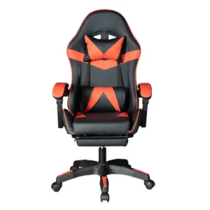GADGETON Imperial Series PVC Leather Gaming Chair With Footrest - Black-Red