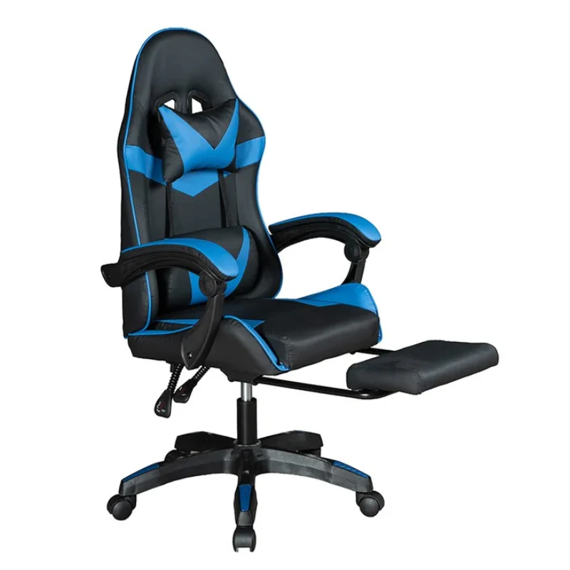 Gadgeton Gaming Chair with Footrest – Black-Blue-1