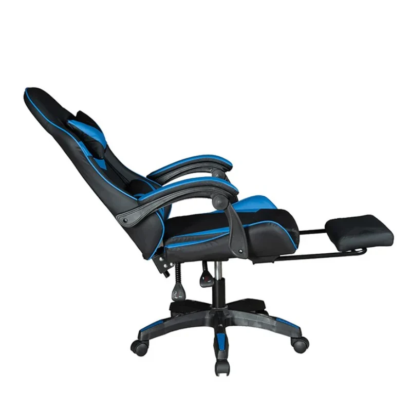 GADGETON Imperial Series PVC Leather Gaming Chair With Footrest - Black-Blue - Image 3