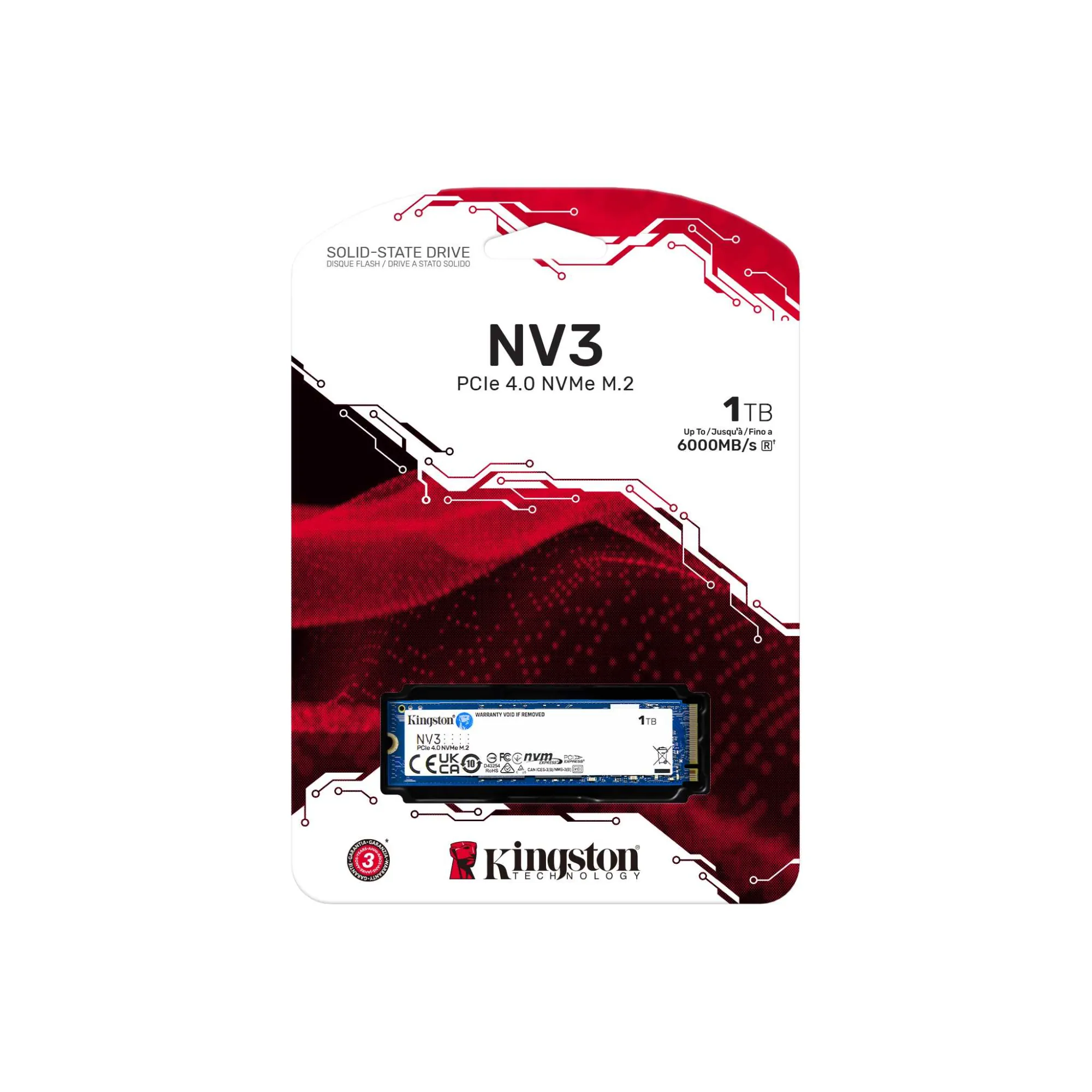 Kingston NV3 - 1TB M.2 NVMe SSD PCIe 4.0, 6000MB/s