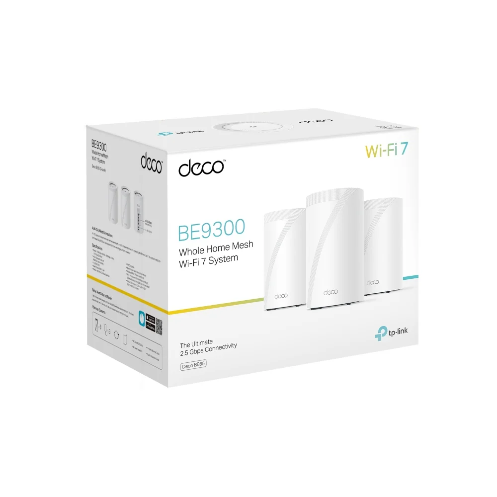 TP-Link Deco BE65 BE9300 Whole Home Mesh WiFi 7 System - Pack Of 3