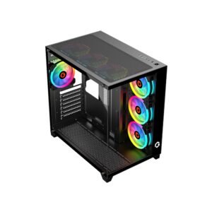 GameOn Emperor Midnight Series Mid Tower Gaming PC Case – Black (7-Fans)