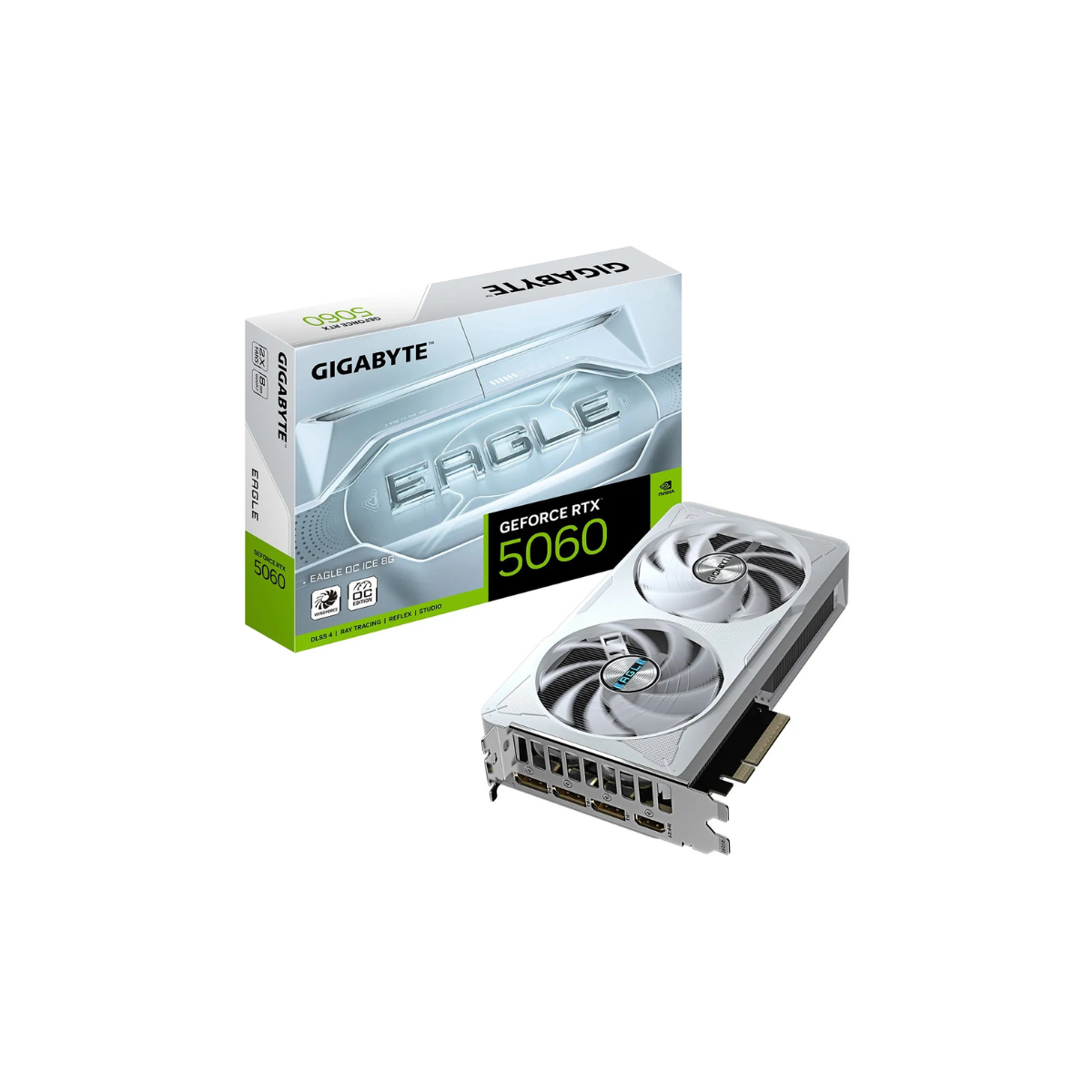 GigaByte GeForce RTX 5060 EAGLE OC ICE 8GB GDDR7 Graphics Card - White - GV-N5060EAGLEOC ICE-8GD