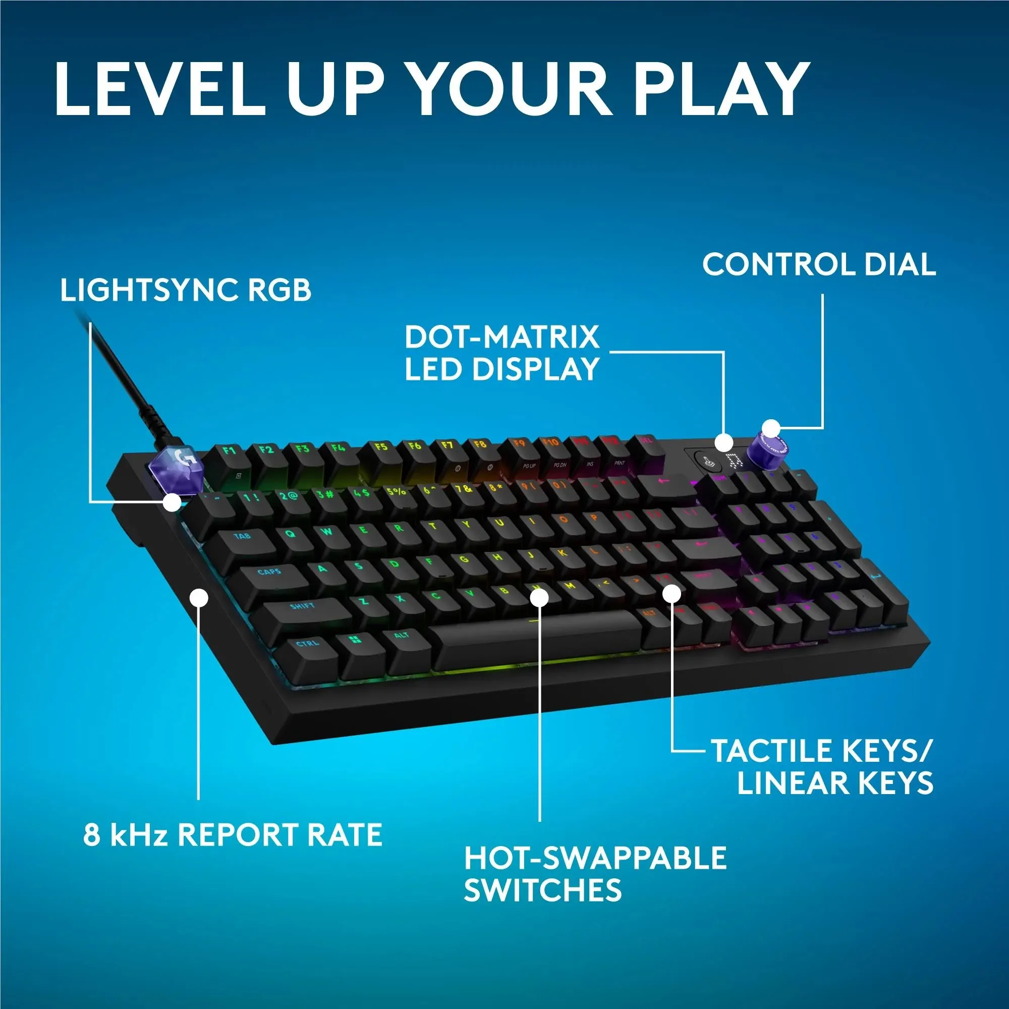 Logitech G316 X 98% Wired Mechanical Gaming Keyboard - Tactile Switch - Black (English) - 920-014195 - Image 3