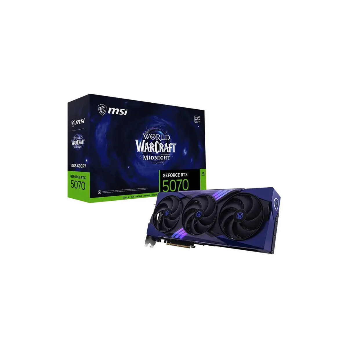 MSI GeForce RTX 5070 Midnight Void Edition OC graphics card. Combining NVIDIA Blackwell architecture with 12GB GDDR7 memory